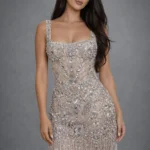 Silver Crystal Fringe Mini Dress