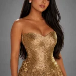Gold Strapless Corset Cocktail Dress