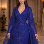 Royal Blue Moroccan Kaftan Dress