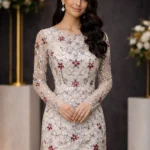White Floral Embroidered Wedding Guest Dress